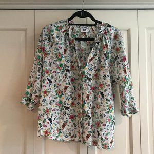 Donna Ida Floral Button Down Blouse